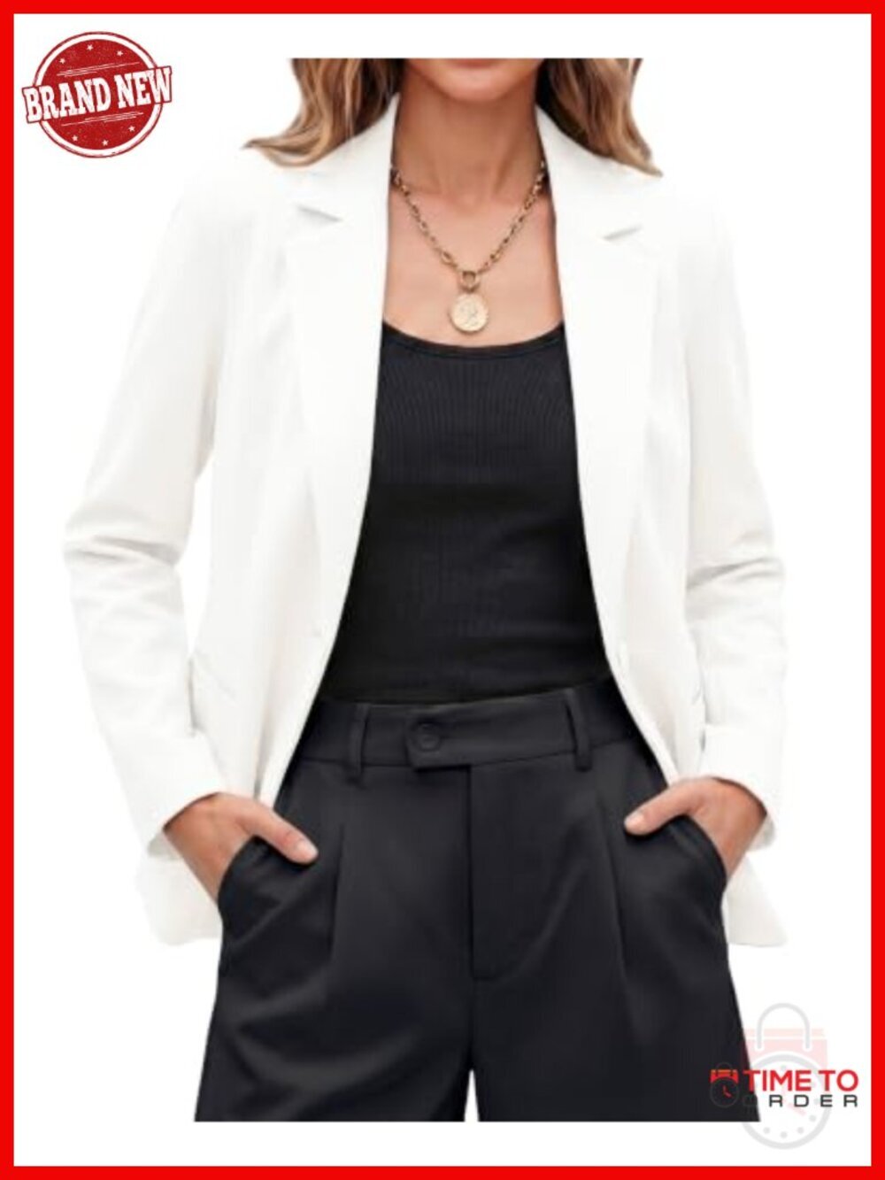 Women's Business Casual Blazer Long Sleeve Suit Jacket with Pockets